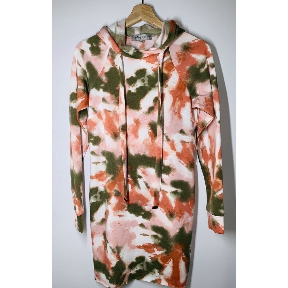 Almost Famous Tie Dye Fitted Hoodie Dress Size S